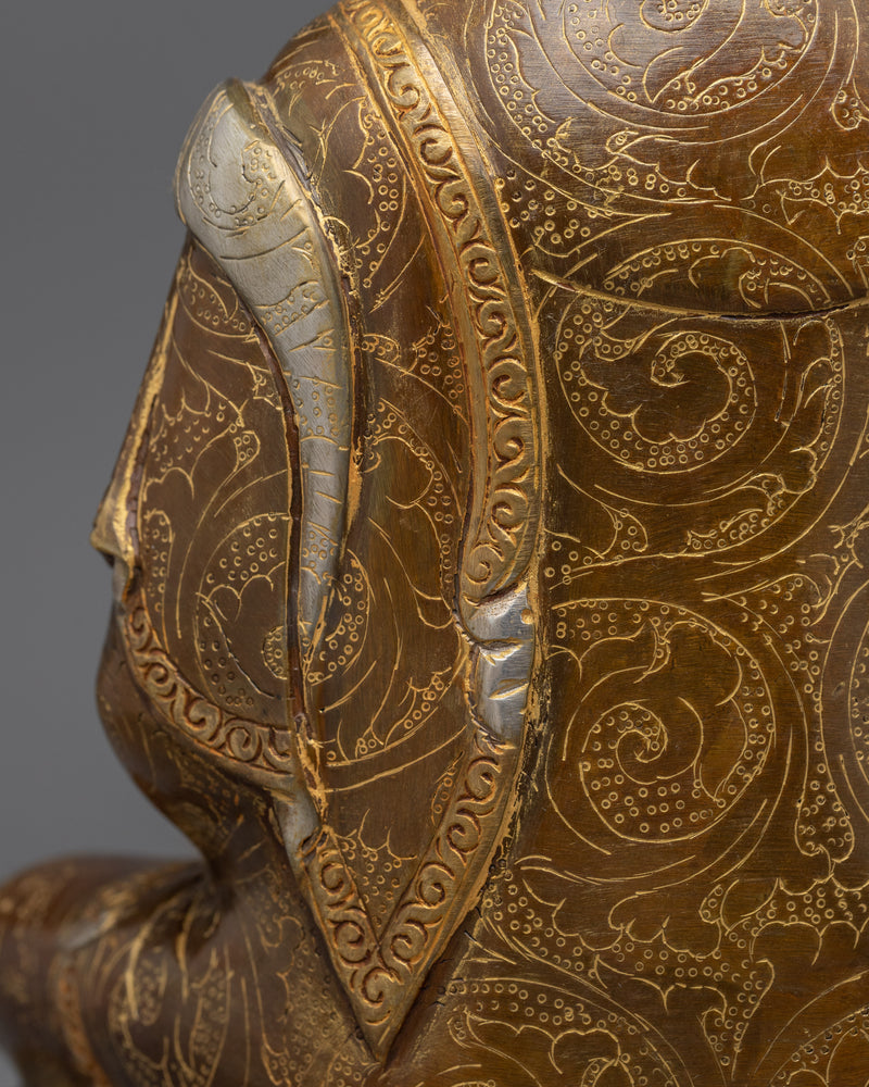 Dhyani Buddha Amitabha Sculpture | Gold-Plated Himalayan Art