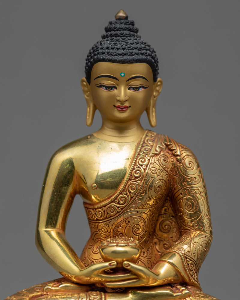 24K Gold Namo Amitabha Statue | Tibetan Buddha Sculpture