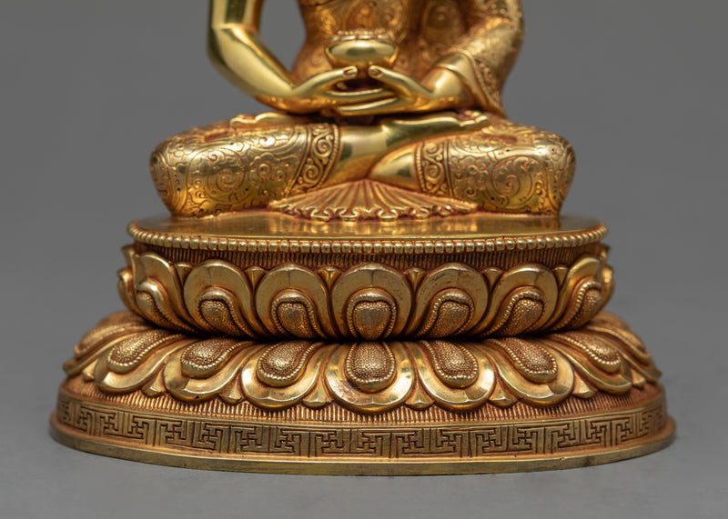 24K Gold Namo Amitabha Statue | Tibetan Buddha Sculpture