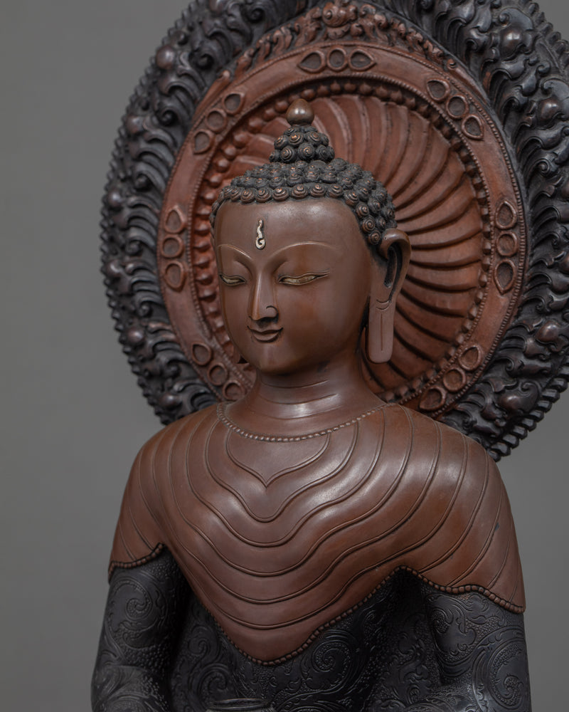 Amitabha Buddha Copper Statue | Traditional Hand Carved Sculpture