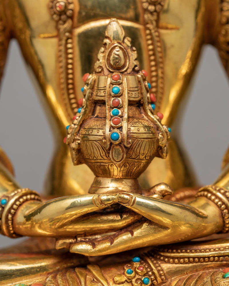 Amitayus Buddha Statue | Plated With Gold  buddha Sculpture