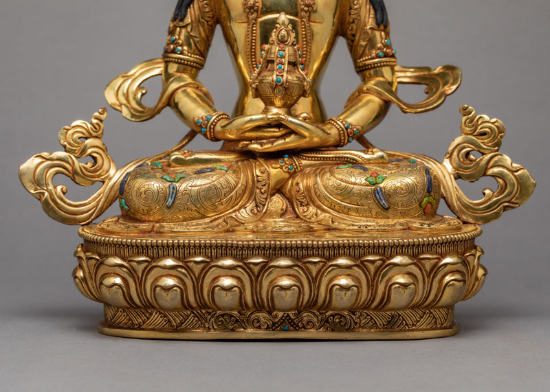 Amitayus Buddha Statue | Plated With Gold  buddha Sculpture