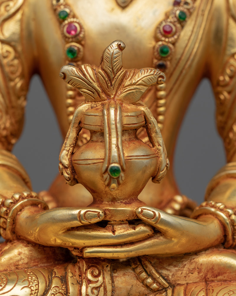 Practice Of Amitayus Sutra Sculpture | Buddha Amitayus Seated On Throne Statue