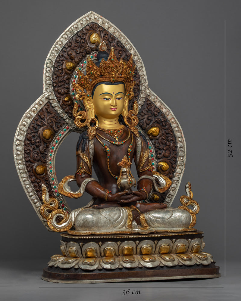 Buddha Amitayus Gold Statue | Hand carved Buddhist Deity