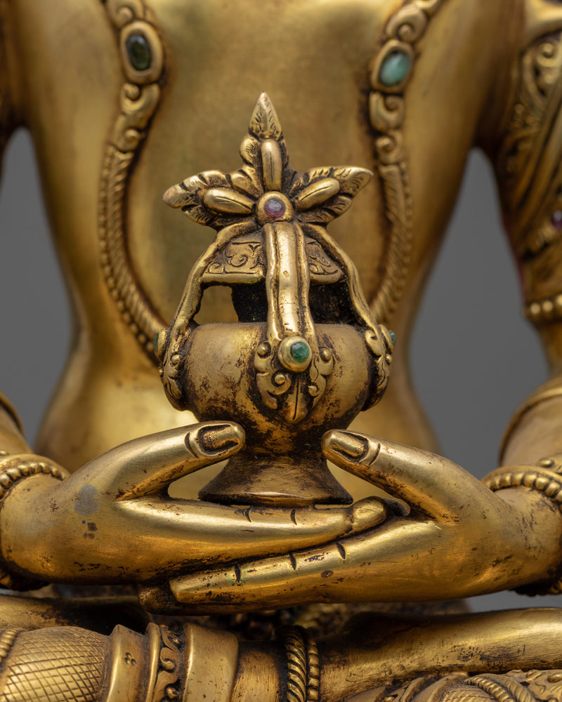 Antique Statue For Amitayus Long Mantra Practice | Traditional Himalayan Art