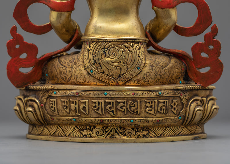 Antique Statue For Amitayus Long Mantra Practice | Traditional Himalayan Art