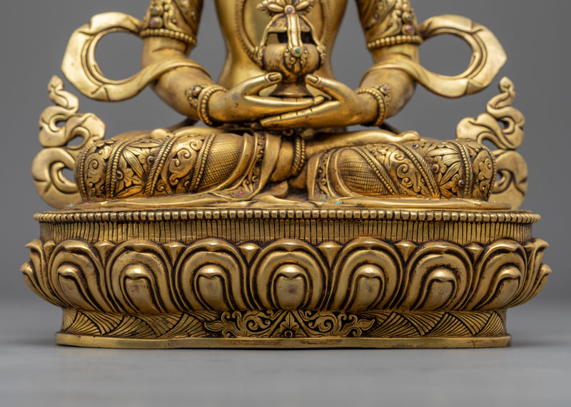Antique Statue For Amitayus Long Mantra Practice | Traditional Himalayan Art