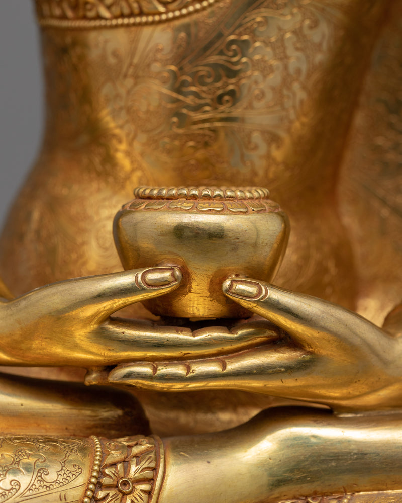 Gold Statue For Amitabha Buddha 48 Vows Practice | Tibetan Himalayan Buddha Sculpture