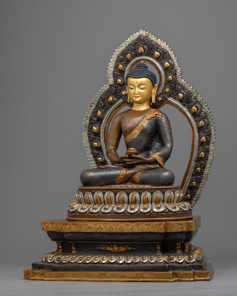 Amitabha With Halo Infinite Light Buddha Statue | Tibetan Art Plated with Gold