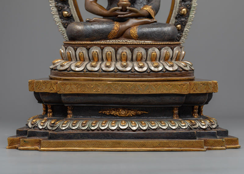 Amitabha With Halo Infinite Light Buddha Statue | Tibetan Art Plated with Gold