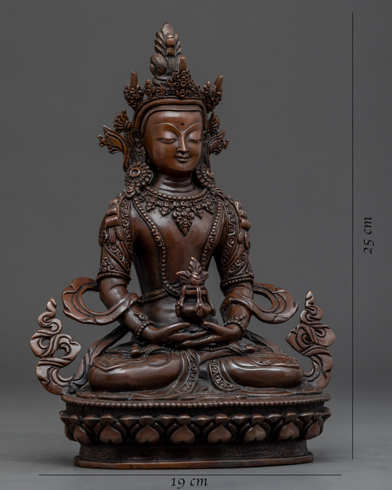 Amitayus Bodhisattva Copper Sculpture | Traditionally Hand Carved Statue