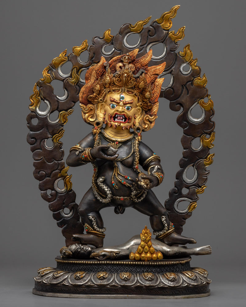 Classic Black Dzambhala Statue for Rituals | Oxidized Copper Buddhist Statue