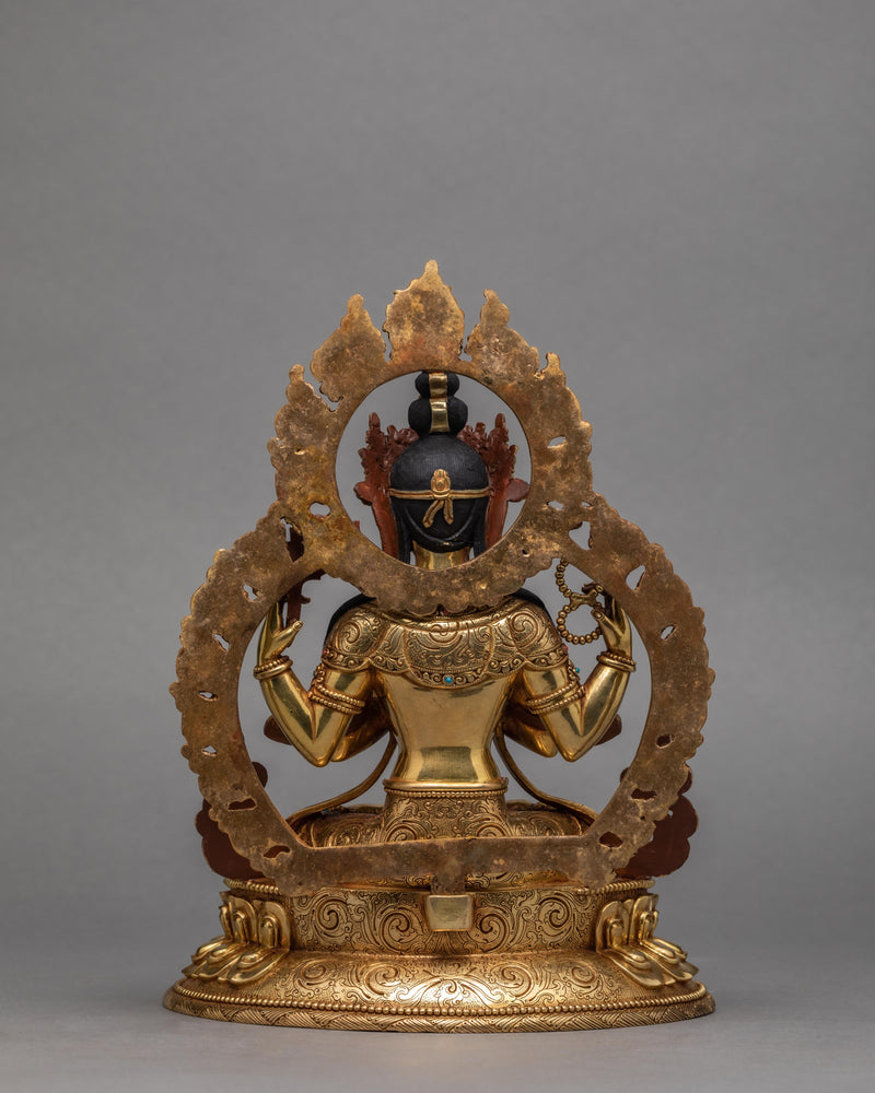 Avalokiteshvara Statue| Purely Gold Gilded Statue | Chenrezig Statue
