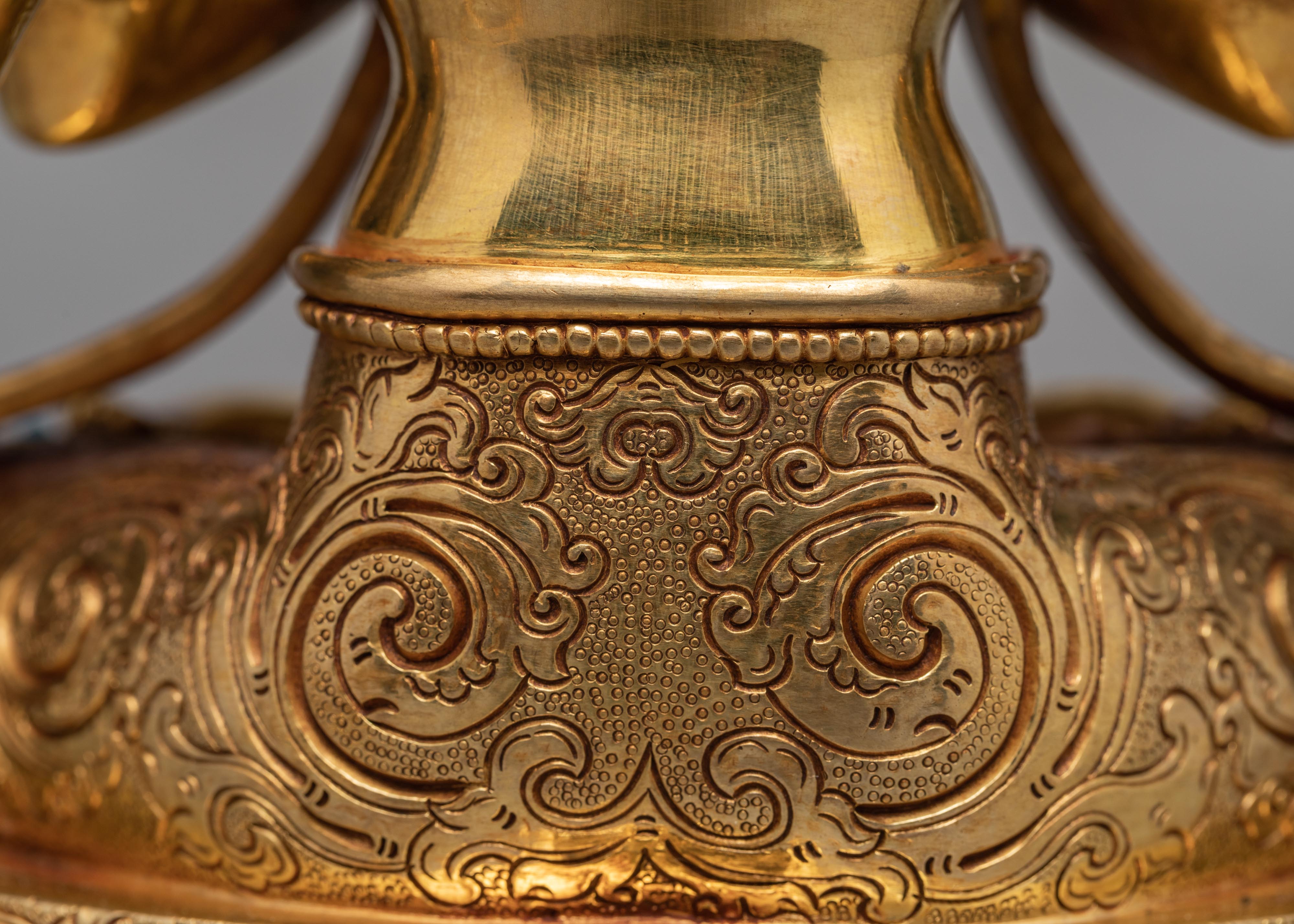 Avalokiteshvara Statue| Purely Gold Gilded Statue | Chenrezig Statue