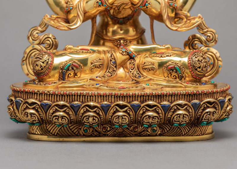 Chenrezig Statue | Avalokiteshvara Gold Plated Statue | Tibetan Buddhist Art