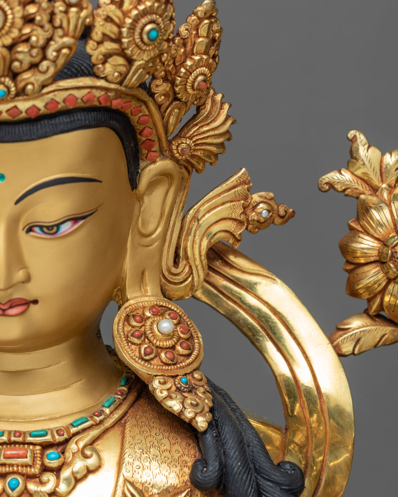4 Arm Chenrezig Statue | Gold Plated Himalayan Buddhist Art