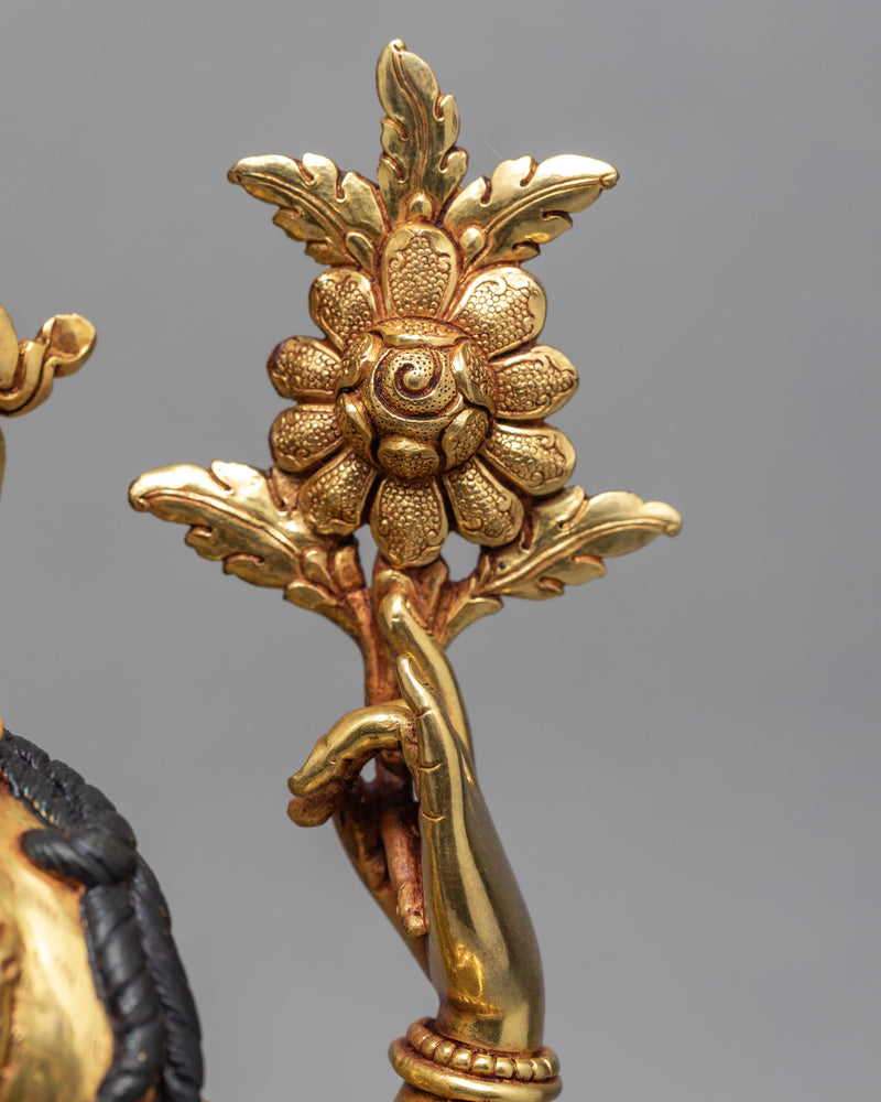 Chenrezig Statue | Hand Carved Avalokiteshvara | Traditionally Gold Gilded Statue