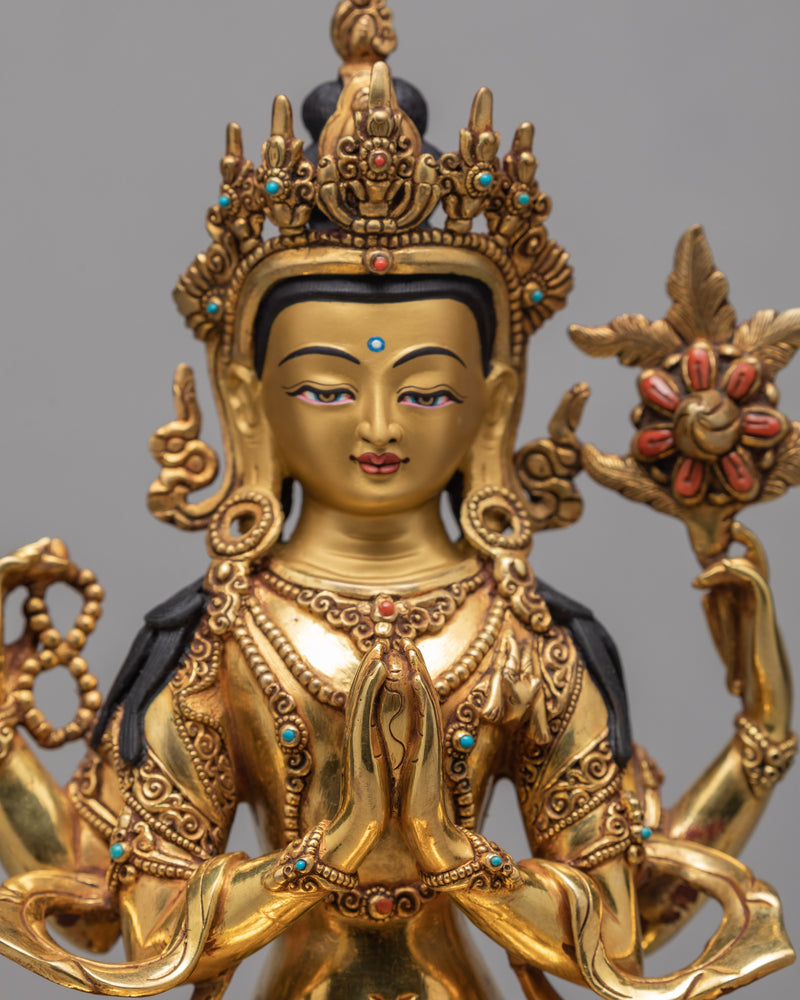 Avalokiteshvara Statue | Beautifully Hand Carved | Himalayan Buddhist Art