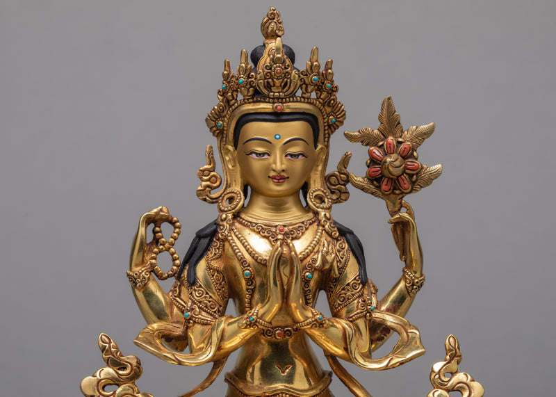 Avalokiteshvara Statue | Beautifully Hand Carved | Himalayan Buddhist Art