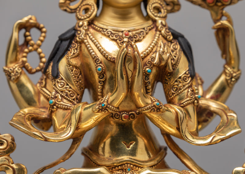Avalokiteshvara Statue | Beautifully Hand Carved | Himalayan Buddhist Art