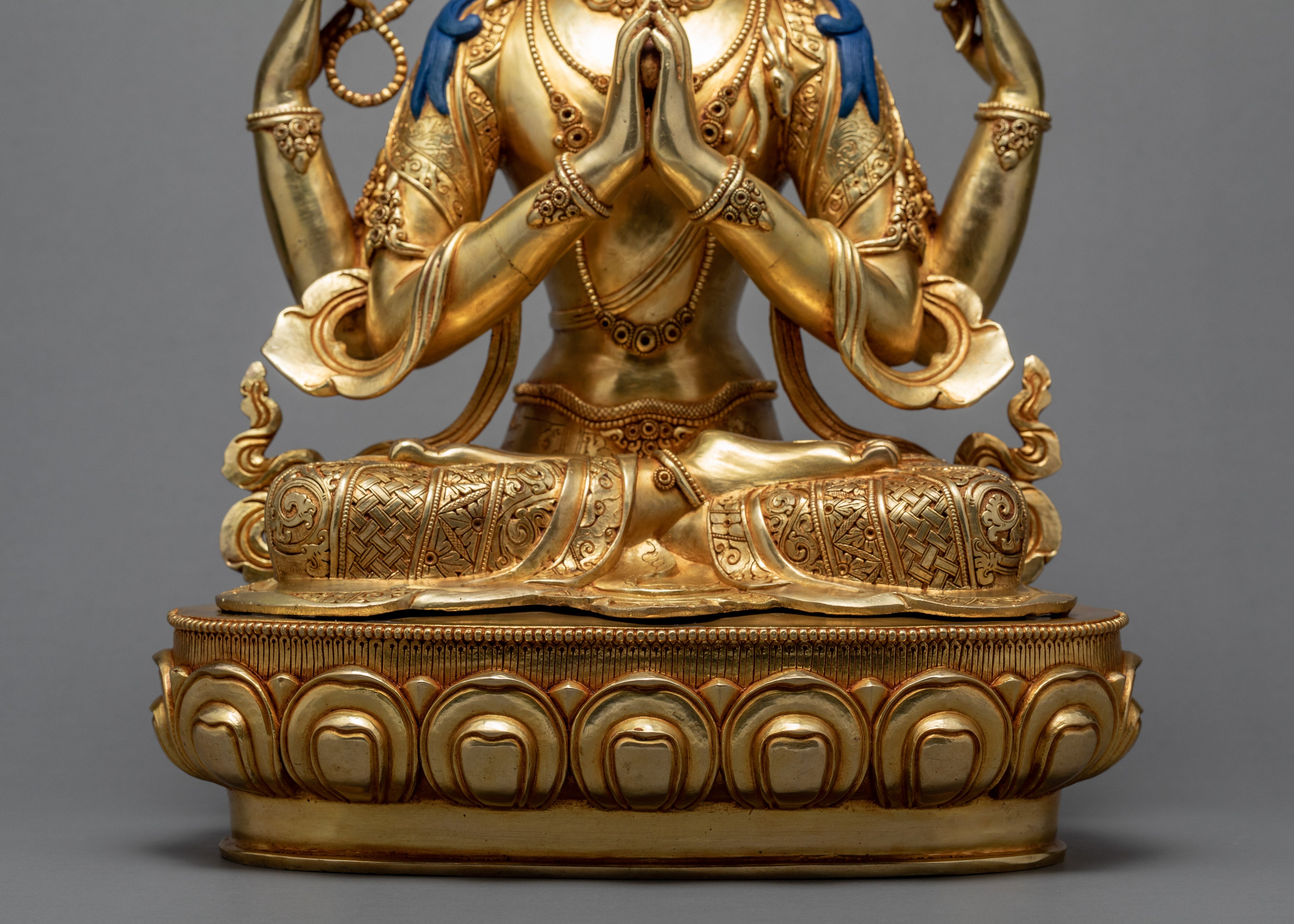 Avalokiteshvara Chenrezig | Gold Gilded Statue | Himalayan Buddhist Art