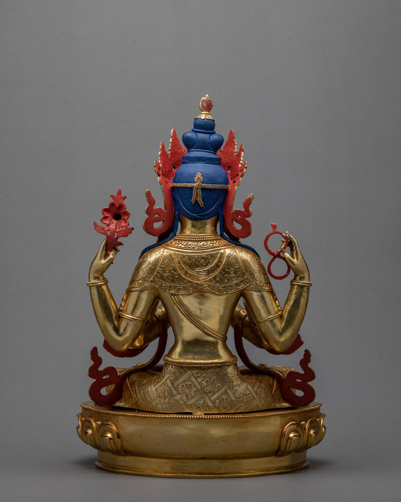 Avalokiteshvara Chenrezig | Gold Gilded Statue | Himalayan Buddhist Art