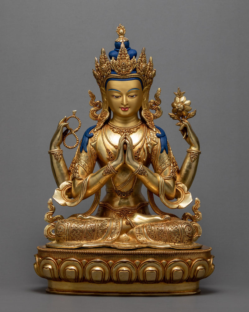 Avalokiteshvara Chenrezig, Gold Gilded Statue