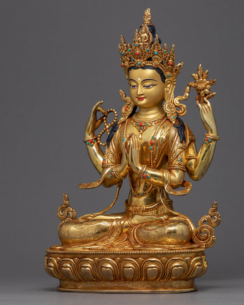 The Bodhisattva Avalokiteshvara Sculpture | Hand Carved Himalayan Art
