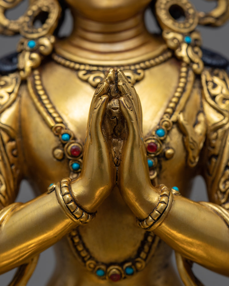 Four Armed Chenrezig | Traditional Bodhisattva Sculpture