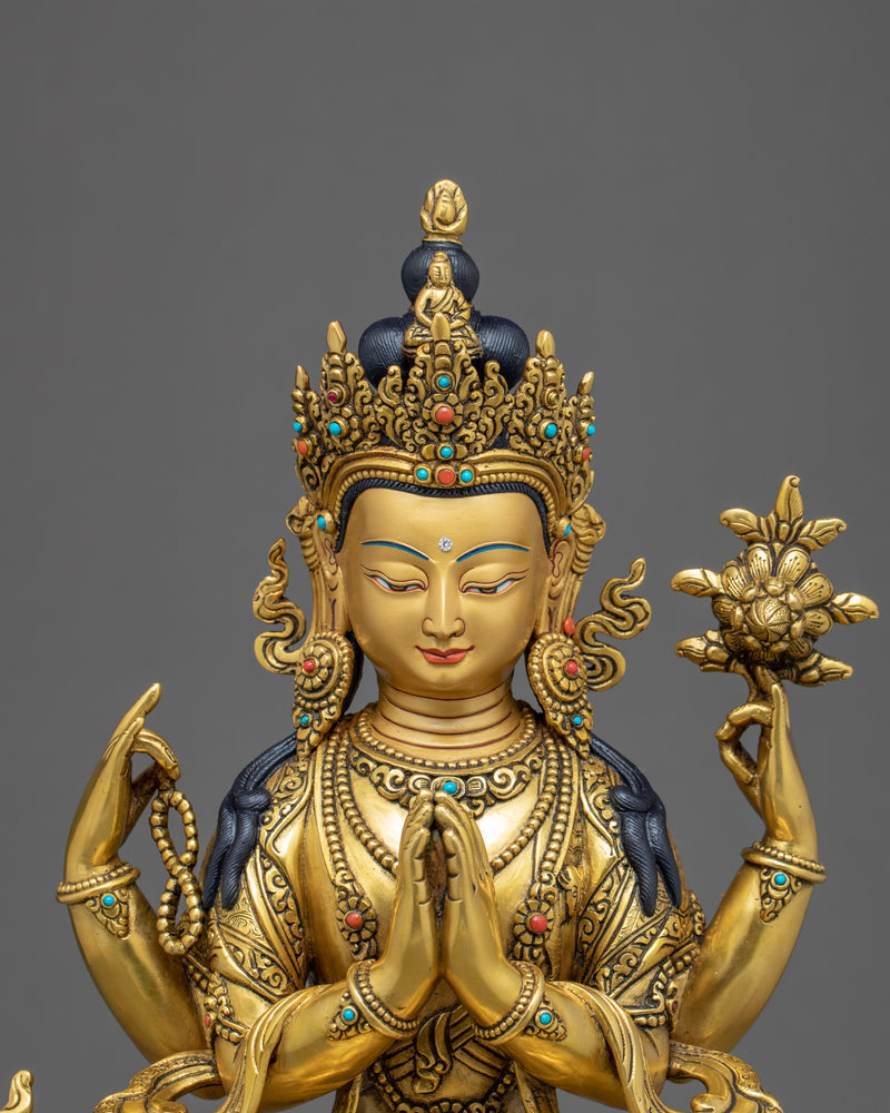 Chenrezig Bodhisattva Sculpture | Finely Hand Carved Statue