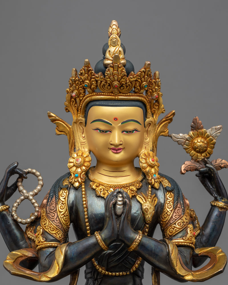 Buddhist Avalokiteshvara Sculpture | Traditional Himalayan Art