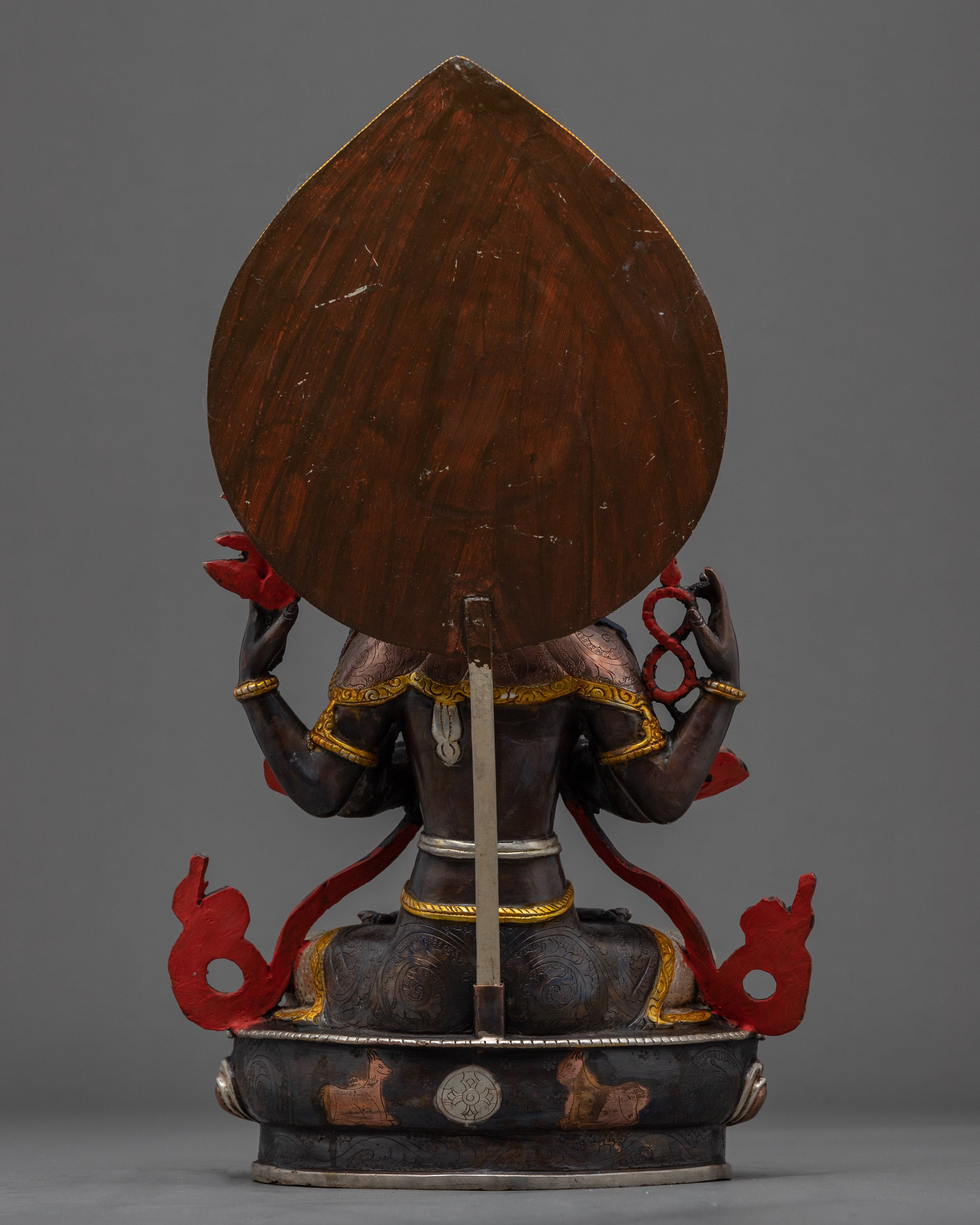 Four Arm Bodhisattva Statue | Traditional Tibetan Art