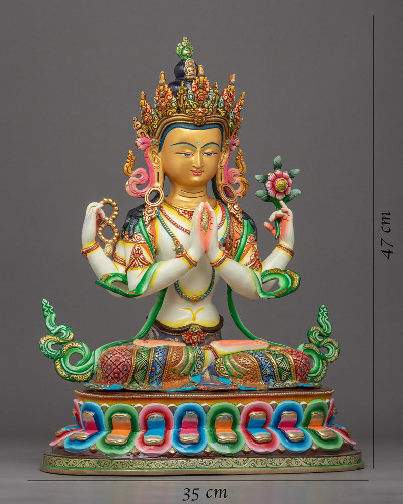 Avalokiteshvara Buddhism Statue | Hand Carved Himalayan Art