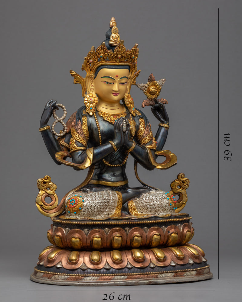 Buddhist Avalokiteshvara Sculpture | Traditional Himalayan Art