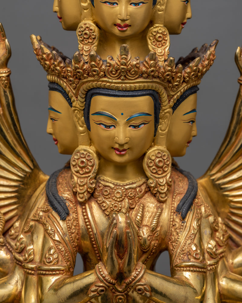 1000 Armed Chenrezig- Avalokiteshvara Statue | Gold Gilded Traditionally Hand Carved