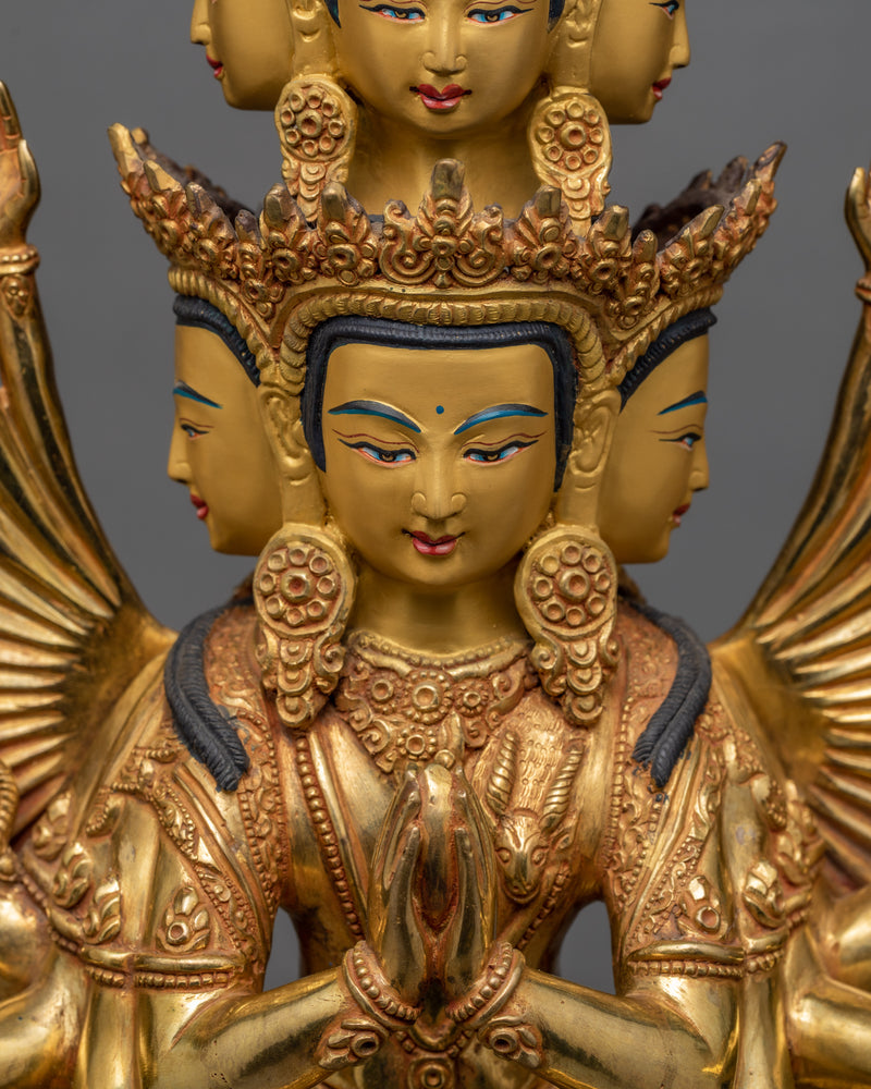 1000 Armed Chenrezig- Avalokiteshvara Statue | Gold Gilded Traditionally Hand Carved