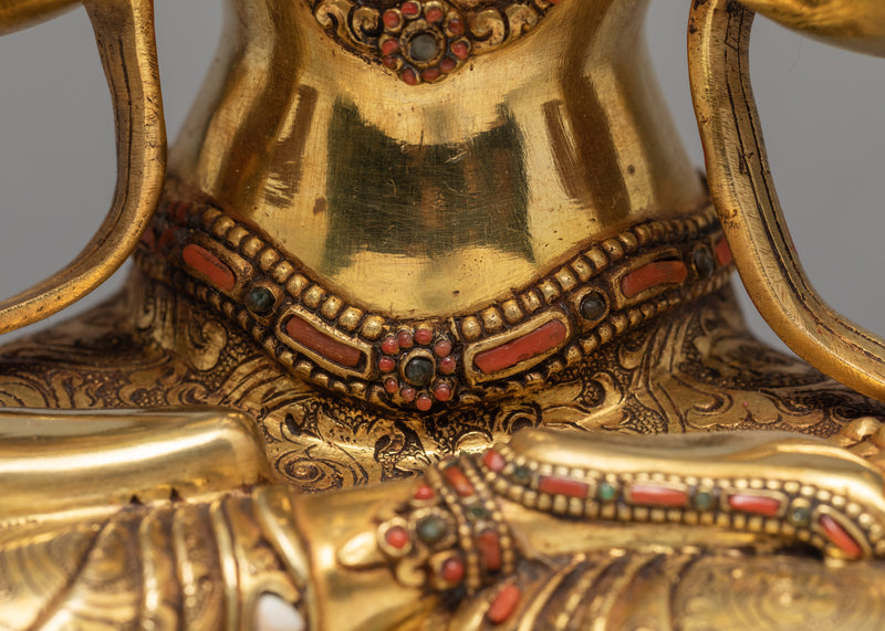 Handmade Chenrezig Statue | Avalokiteshvara statue adorned with Turquoise