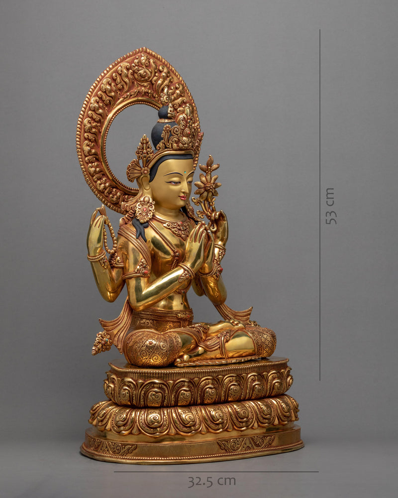 The Bodhisattva Avalokiteshvara Statue | Traditionally Hand Carved Nepali Sculpture