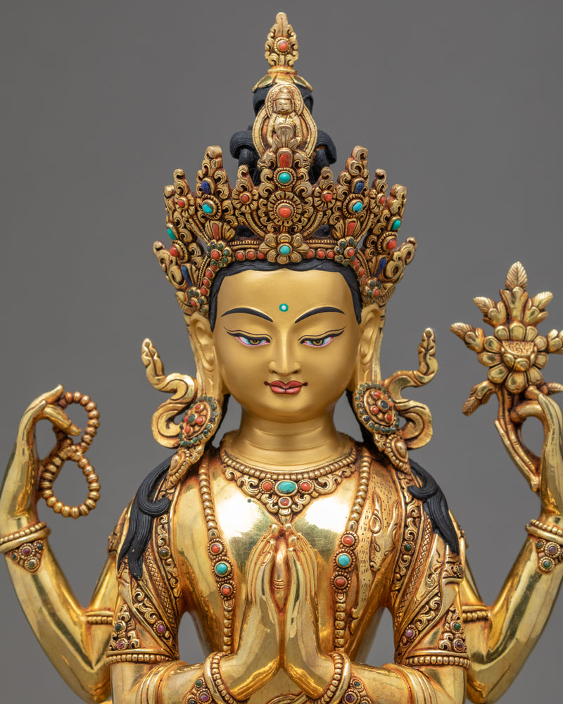 4 Armed Avalokiteshvara | Tibetan Chenrezig Statue