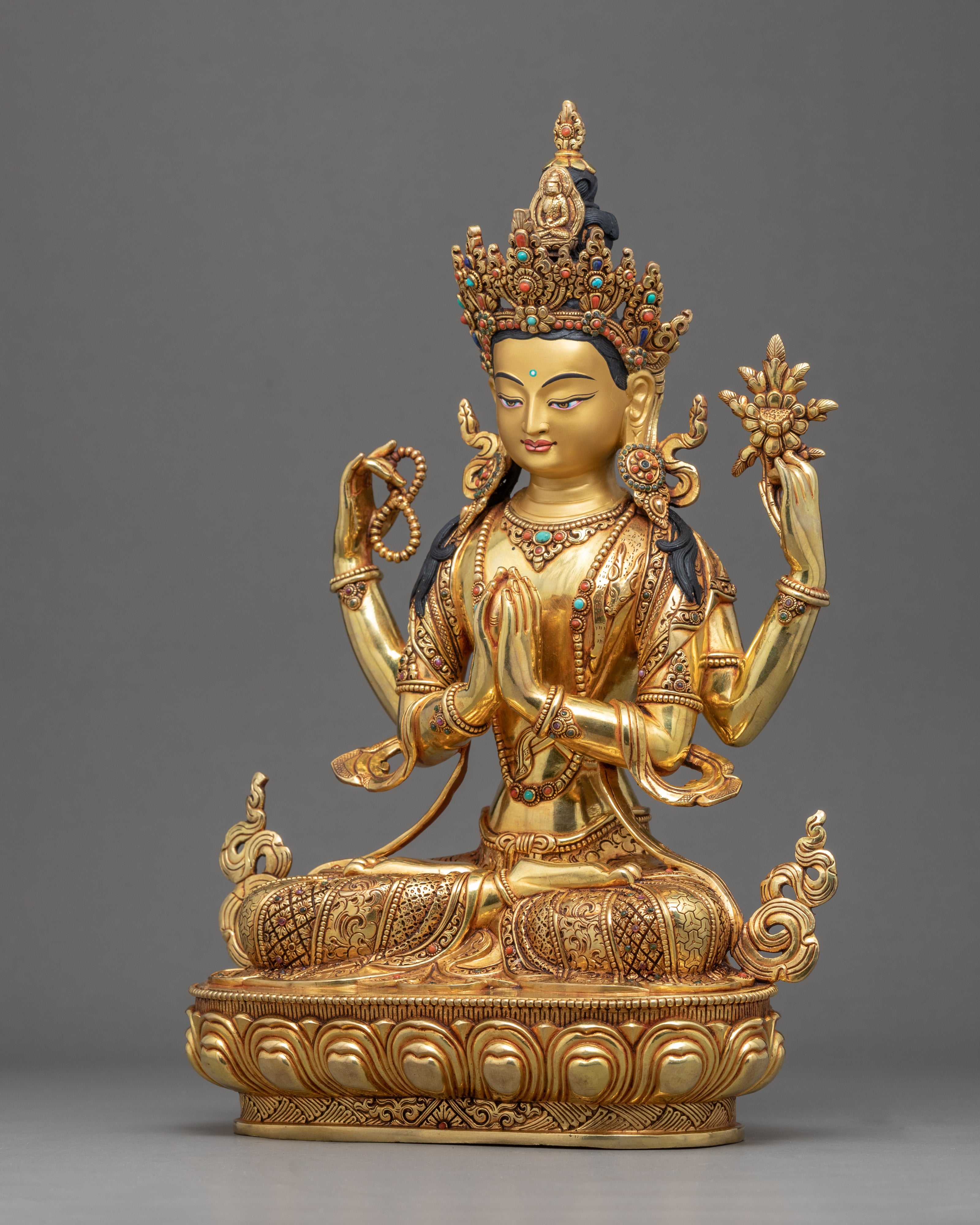 Bodhisattva Avalokiteshvara Sculpture | Traditionally Hand Carved Buddhist Statue