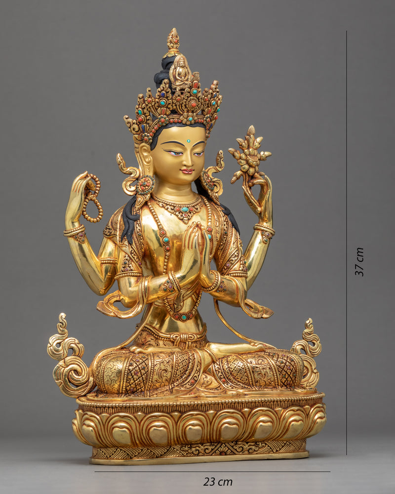 Bodhisattva Avalokiteshvara Sculpture | Traditionally Hand Carved Buddhist Statue