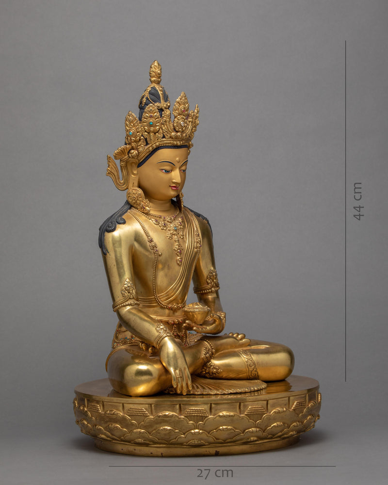 Crowned Shakyamuni Buddha Statue | Sambhogakaya Form | Buddhist Tantric Tradition