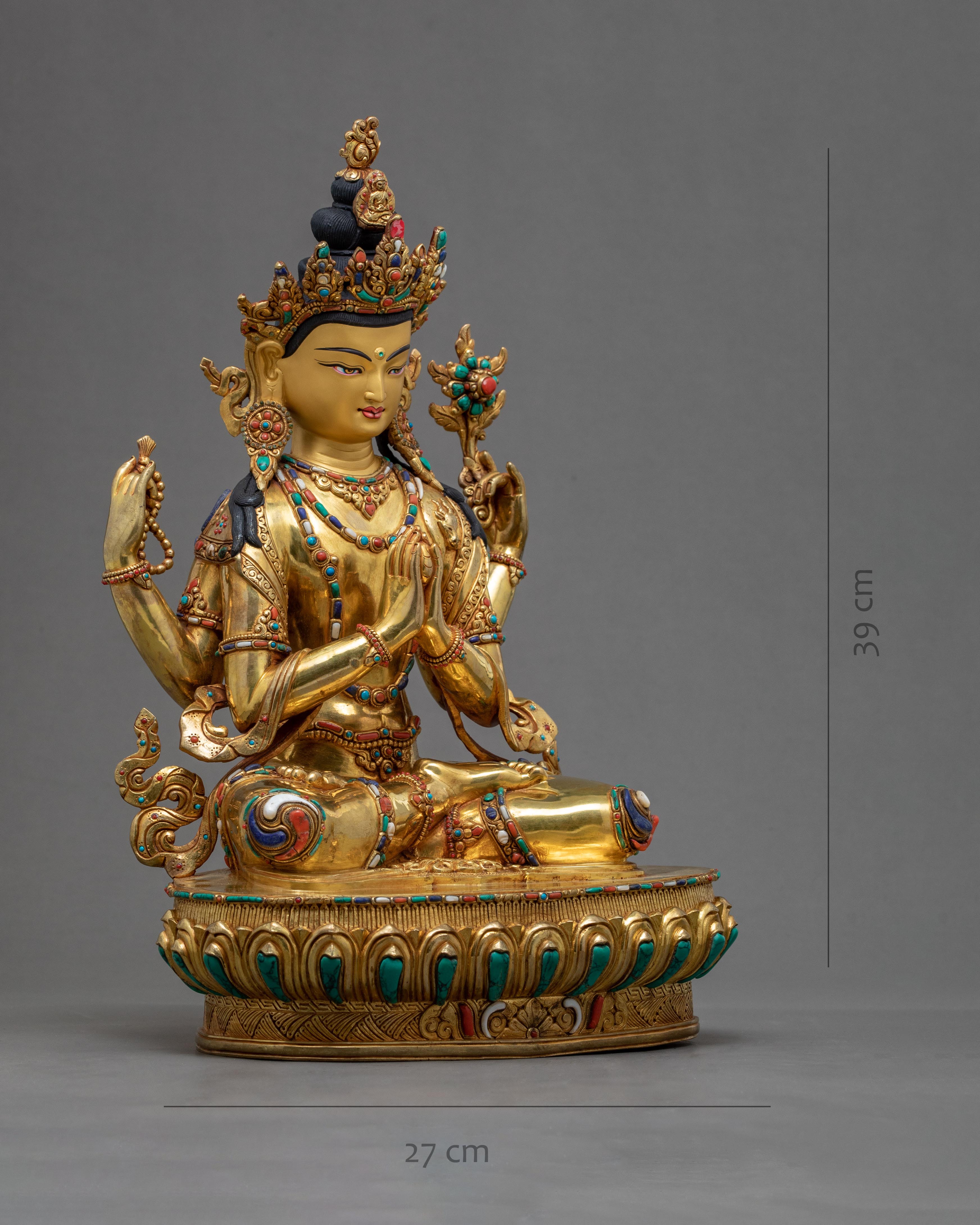 4 Armed Chenrezig Statue | Bodhisattva Art | Compassion Deity