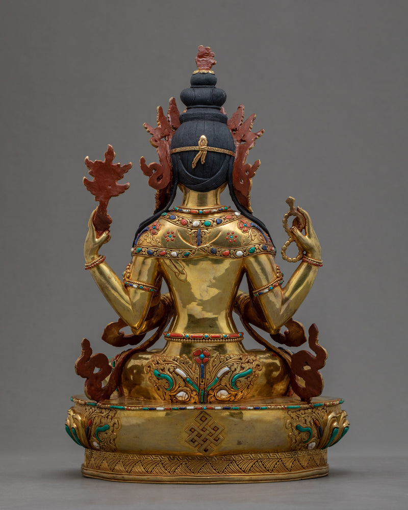 4 Armed Chenrezig Statue | Bodhisattva Art | Compassion Deity
