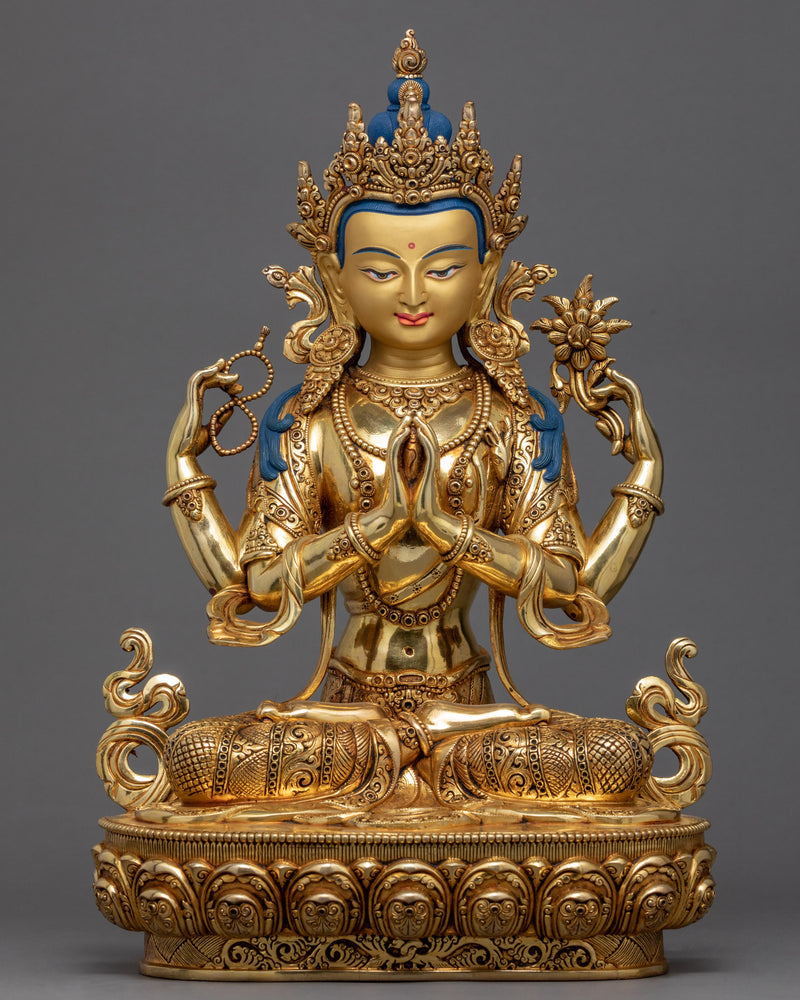 Four Armed Chenrezig Avalokiteshvara Statue 