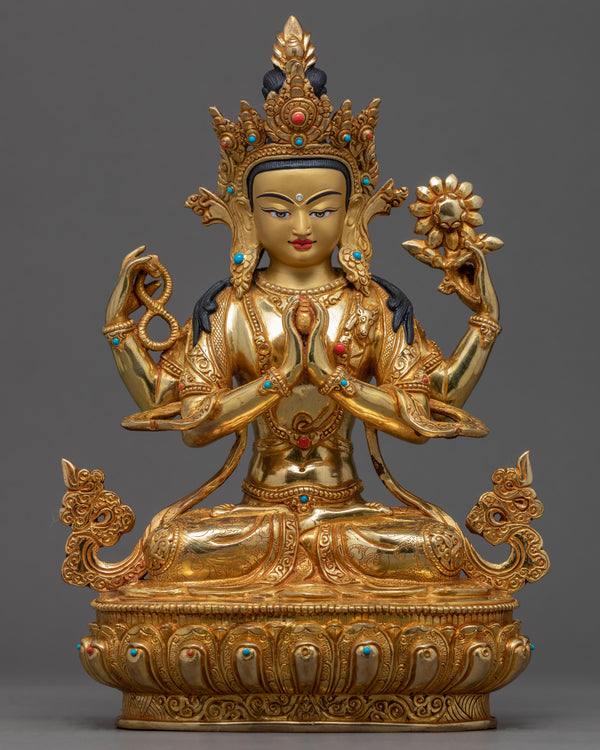 Bodhisattva Four Arm Avalokiteshvara Statue