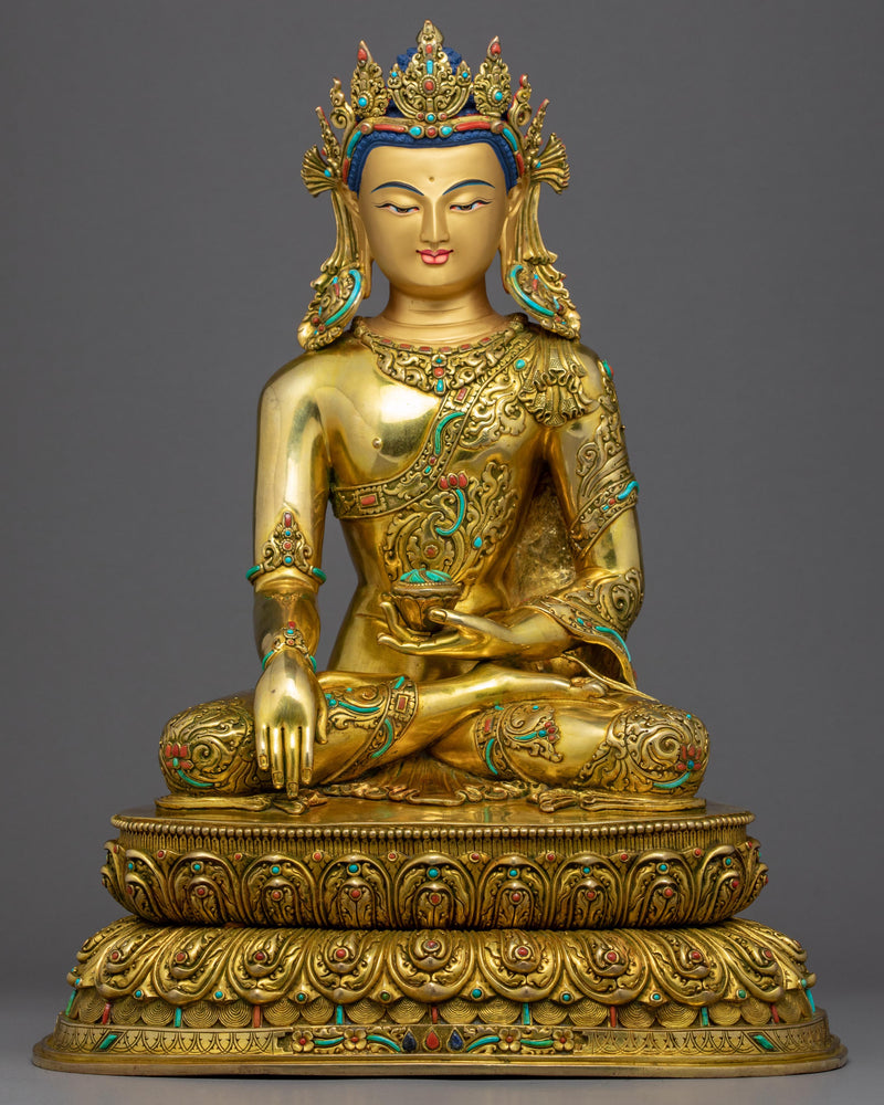 Crowned Shakyamuni Buddha Gold Statue