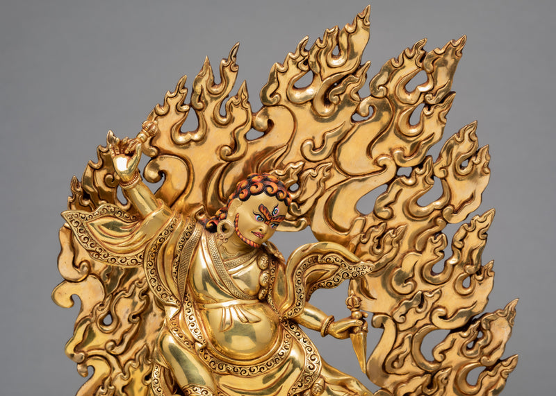 Dorje Drollo Statue | 24k Gold Gilded Sculpture | Manifestation Of Guru Rinpoche