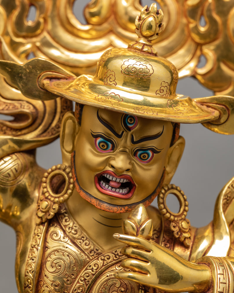 Dorje Legpa Statue | Nyingma Protector | Gold Gilded Statue