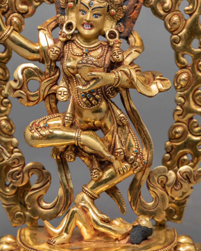 Standing Dorje Phagmo Statue | Gold Gilded Tibetan Art